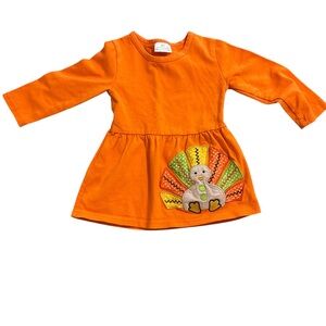 Orange Kids Dress with Turkey Design